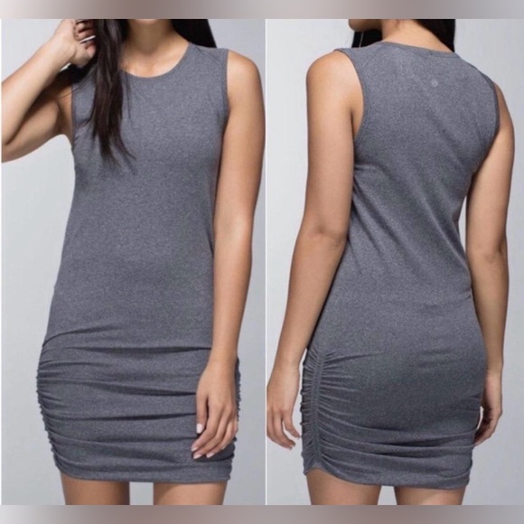 lululemon athletica Dresses & Skirts - Lululemon In The Flow Dress Heathered Black, Size 10